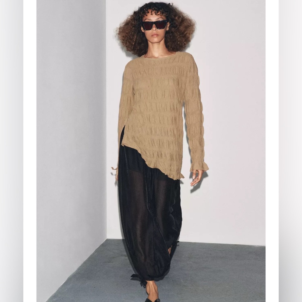 Zara Ruched Asymmetrical Top Sz M